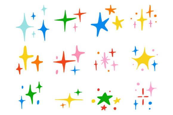 Download Colorful Sparkle Star Burst Element Set - Star Collection