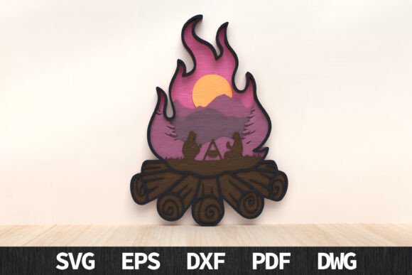 Download Couple Camping Fire Layered Art SVG - Layered art Collection
