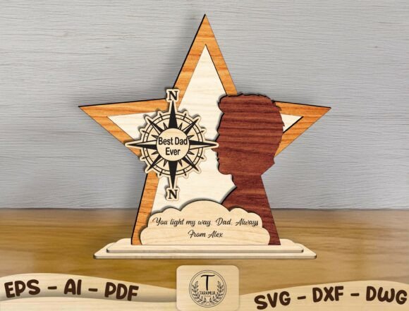 Download Best Dad Ever Star Sign Laser Cut SVG - Star Collection