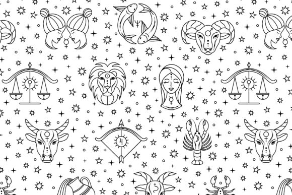 Download Pattern with Zodiac Signs and Stars. - Star Collection